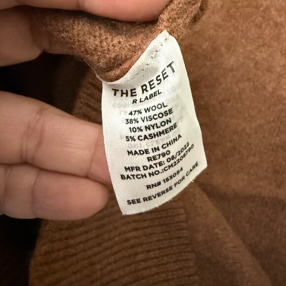 The Reset R Label Cedar Brown Wool Cashmere Perfect Knit Midi Skirt Womens Small - Picture 5 of 5